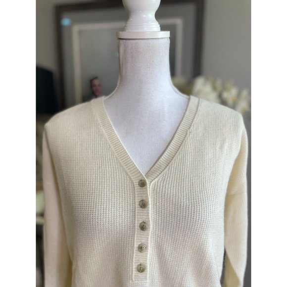Madewell Asherton Waffle Henley Sweater Antique Cream Women's Size XXS - Picture 5 of 10